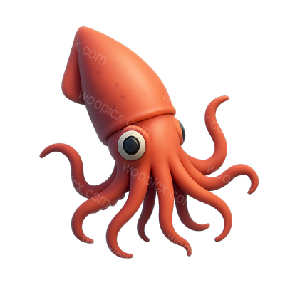 3D Icon of a Giant Squid with Volumetric Feel