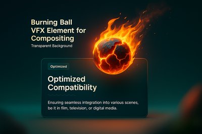 Dynamic Burning Ball VFX Element for Compositing with Optimized Compatibility