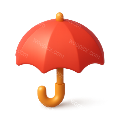 Stylish 3D Red Umbrella Icon with Isometric Design