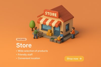Miniature 3D Store Scene with Characters and Products