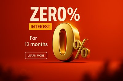 Promotional Graphic for Zero Percent Interest Offer