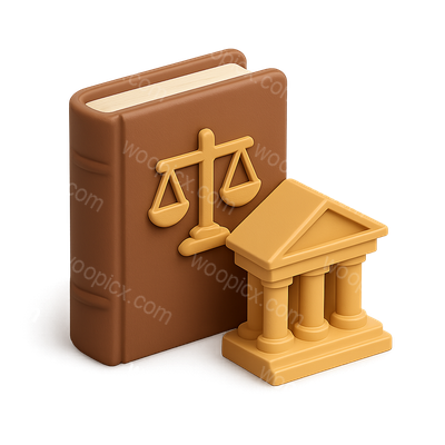 3D Icon of Constitutional Court Law with Scales and Book