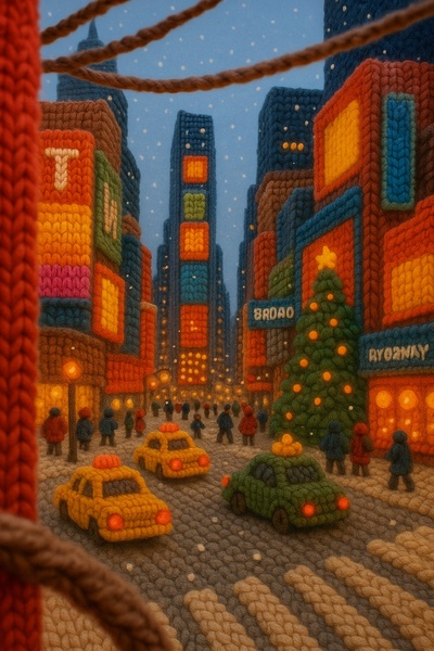 Knit Times Square Scene in New York City