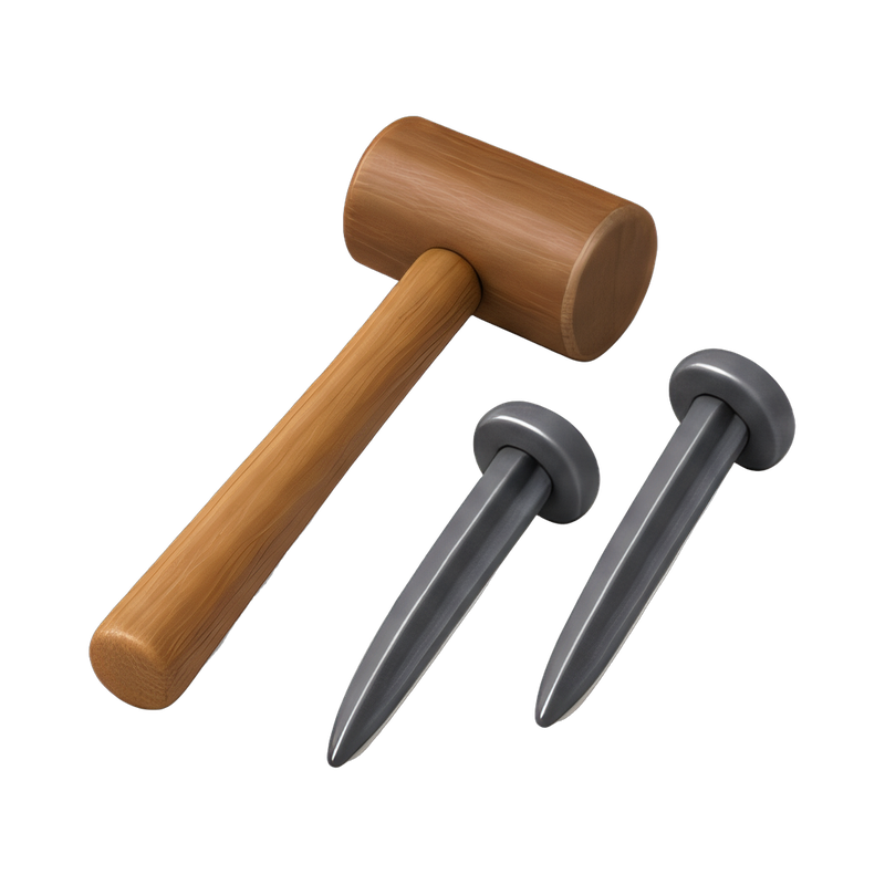 durable tent pegs and mallet