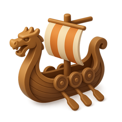 Stylized Viking Longship Icon in 3D Design