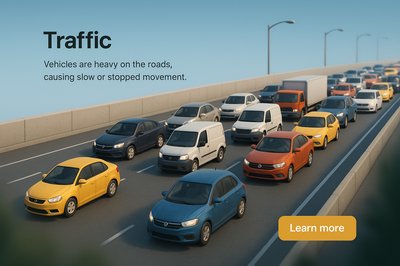 Realistic 3D Illustration of Traffic on a Highway
