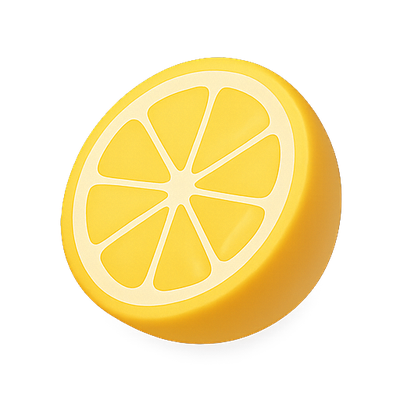 Stylized Lemon Slice Icon with Bright Colors