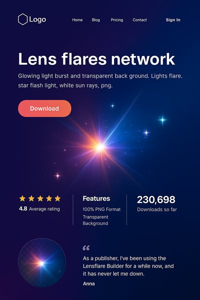 Landing Page Design with Star Flare Aesthetic