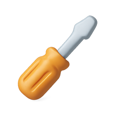 Realistic Screwdriver Icon with Orange Handle
