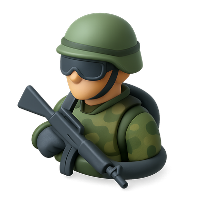 3D Icon of a Marine Amphibious Soldier in Isometric View
