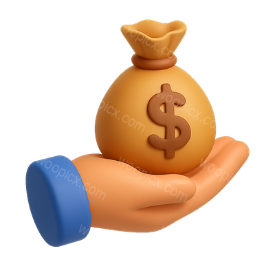 3D Money Bag Icon in Hand - Isometric Design