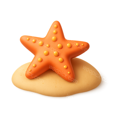 Stylized 3D Starfish Icon on Sand Background