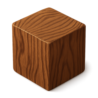 3D Isometric Hickory Wood Icon with Volumetric Texture