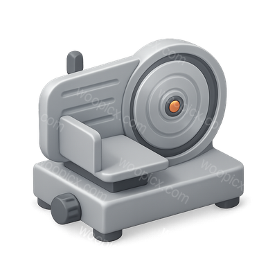 Stylish 3D Meat Slicer Icon with Transparent Background