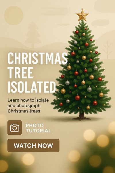 Stylized Christmas Tree Illustration with Tutorial Call to Action