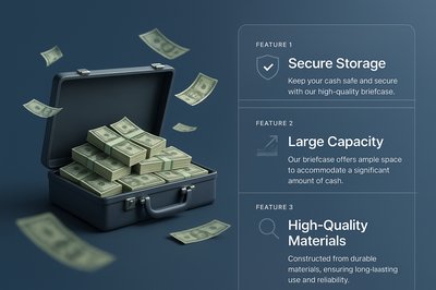 3D Briefcase of Cash with Features Overview