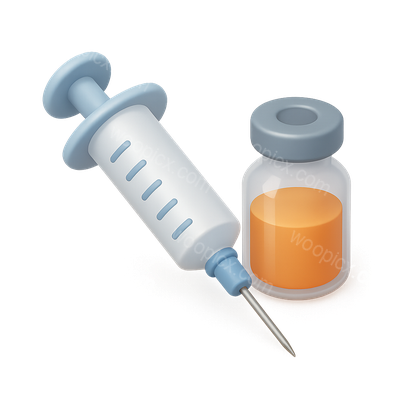 3D Medical Supplies Icon Featuring Syringe and Vial