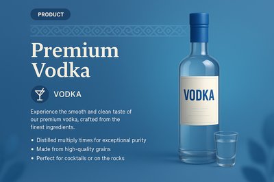 3D Illustration of Premium Vodka with Detailed Description