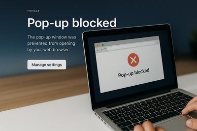 Stylish Web Page Design for Pop-up Block Notification