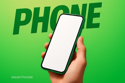 Glossy Smartphone in Hand with Bold Background