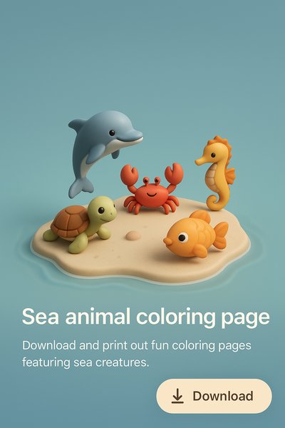 Charming Sea Animals Coloring Page for Kids