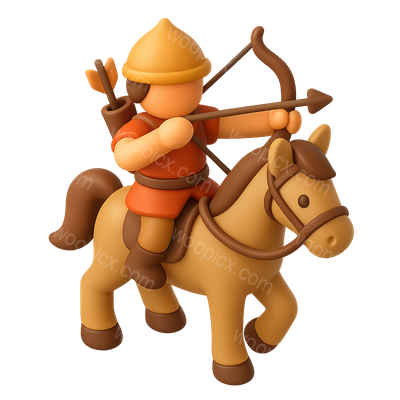 3D Icon of a Horse Archer in Isometric View