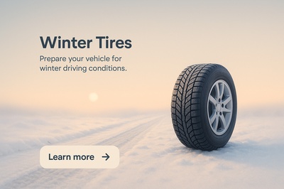 Realistic Winter Tire Scene on Snowy Road