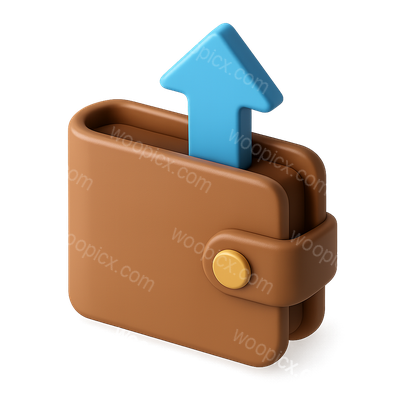 3D Wallet Icon with Upward Arrow for Growth Representation