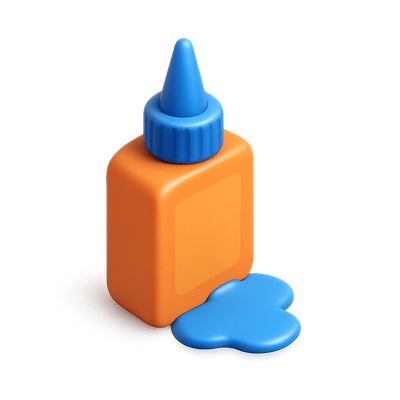 3D Icon of Adhesive Bottle with Puddle
