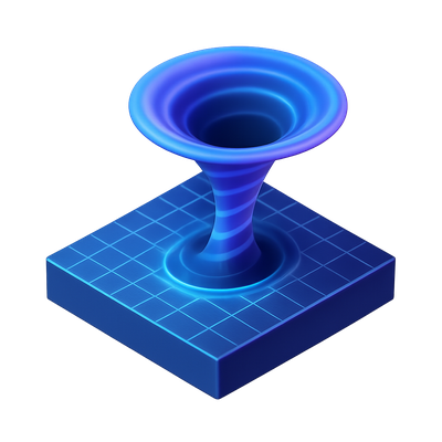3D Wormhole Icon with Isometric Design and Volumetric Effect
