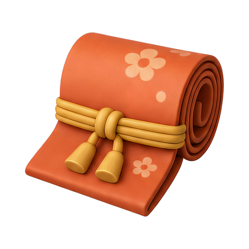 rolled obi belt on display