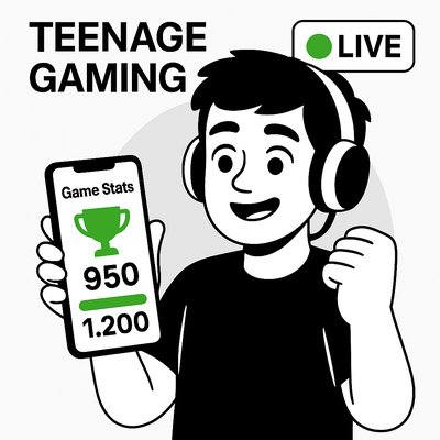 Youth Gaming Live Stream Graphic Featuring Game Stats