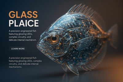 Hyperrealistic Glass Plaice with LED and Circuitry Details