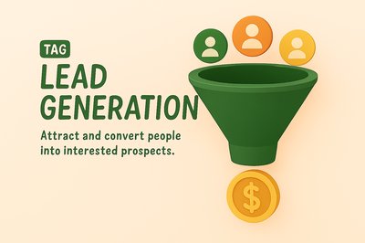 Lead Generation Concept Graphic with Funnel and Icons