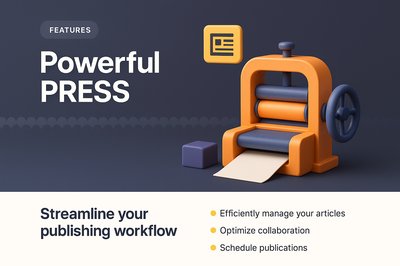 3D Illustration of a Powerful Press for Efficient Publishing