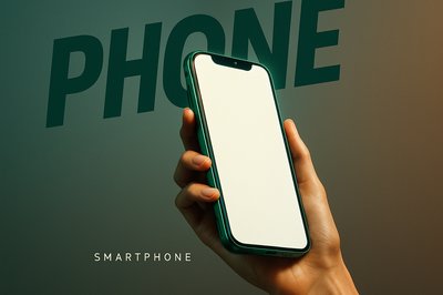 Elegant Green Smartphone in Hand with Bold Typography