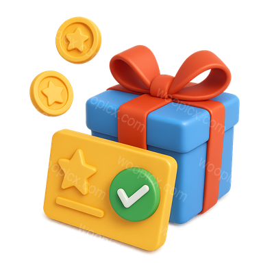 Colorful 3D Rewards Redemption Icon with Gift Box