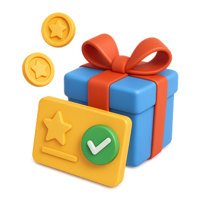 Colorful 3D Rewards Redemption Icon with Gift Box