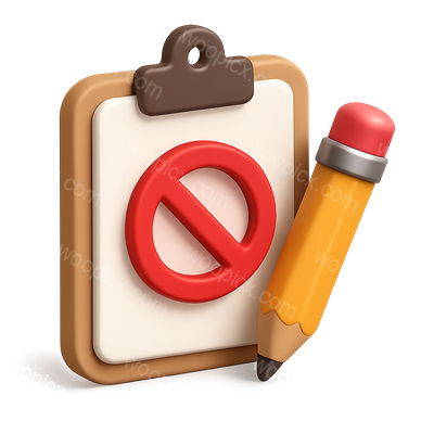 3D Prohibited Clipboard Icon with Pencil Design