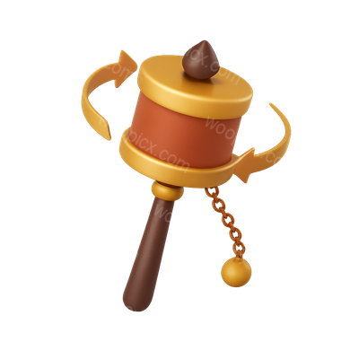 3D Prayer Wheel Icon with Spinning Effect