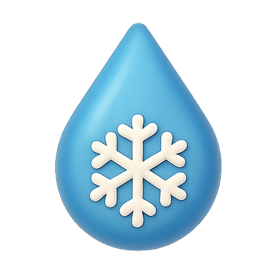 Stylized Blue Water Drop with Snowflake Design