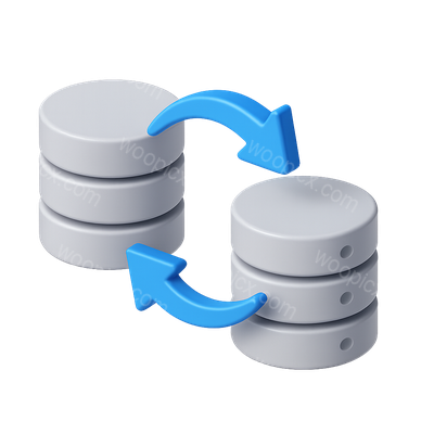 3D Icon Representing Database Exchange with Arrows