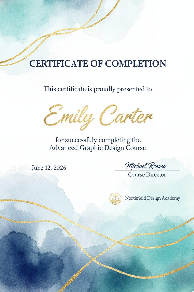 Elegant certificate of completion