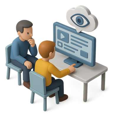 Isometric 3D Usability Testing Icon with Characters