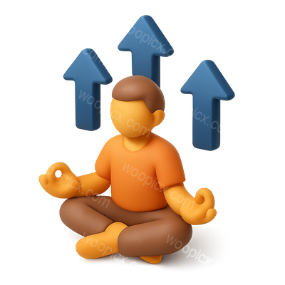 Meditation Icon with Growth Arrows in 3D Style
