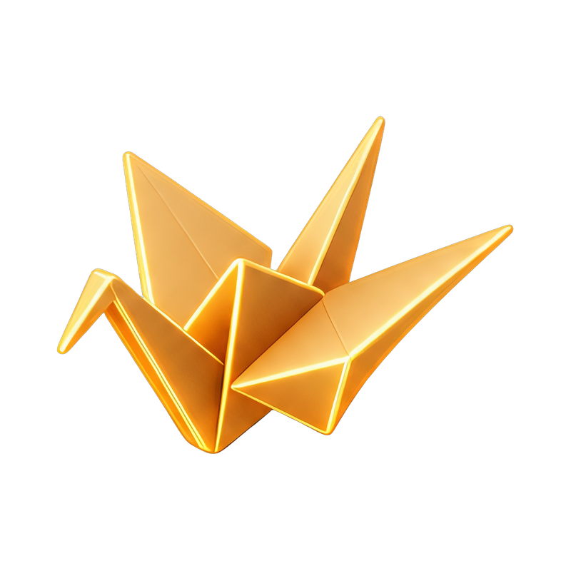 glowing origami crane design