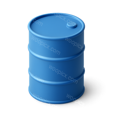 3D Blue Barrel Icon with Isometric View