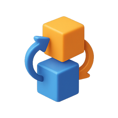 3D Colorful Block Icon Representing Interaction