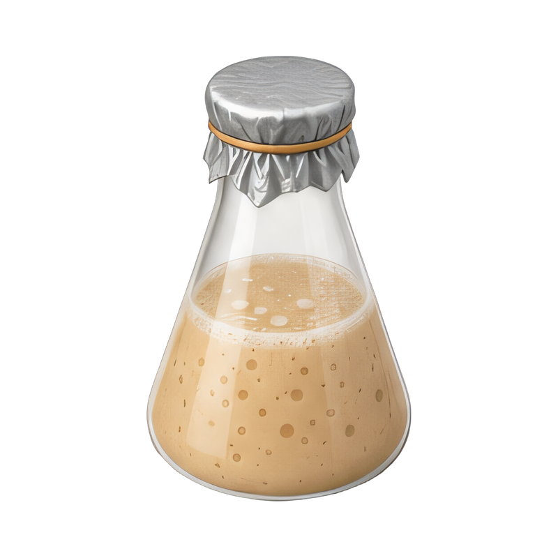 Yeast starter in laboratory flask