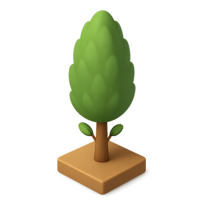 3D Isometric Poplar Tree Icon Design